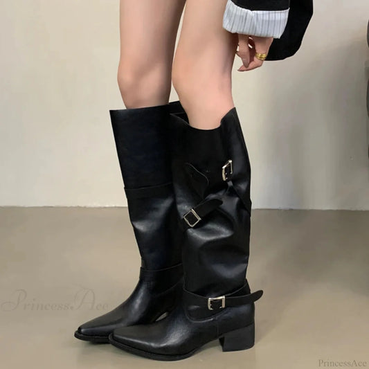Eilyken Winter Rebel Circular Toe Gothic Knee High Boot