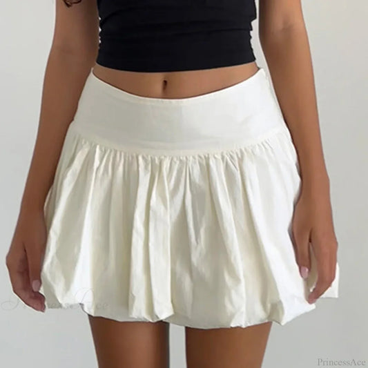 Elastic High Waist A-Line Skirt Beige / S skirts-250223