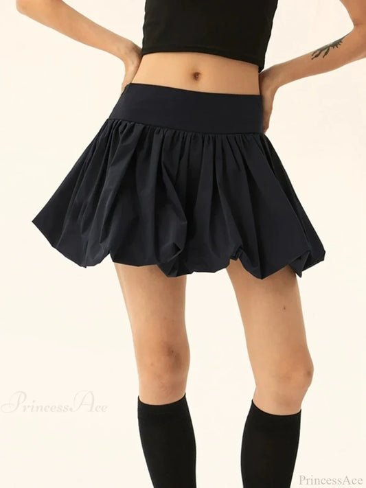 Elastic Waist Bubble Style Skirt Black / S skirts-250223