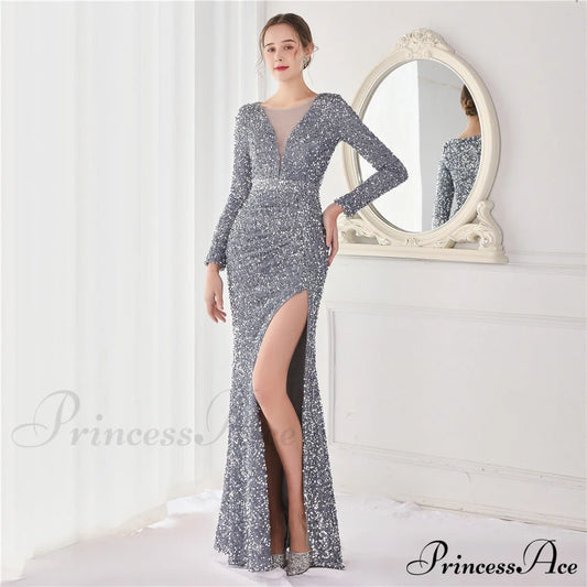 Ella Sequined Large Charming Split Mermaid Dress S.o. Long Dresses
