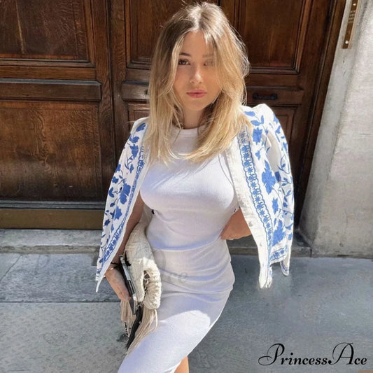 Emmiol Polo Neck Checkered Modern Long Sleeve Midi Dress S / White Blouses