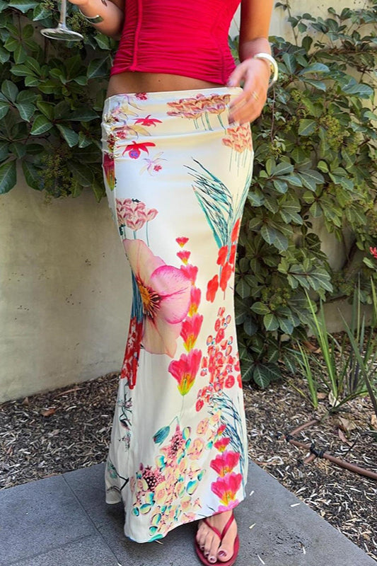 Jupe crayon taille haute à imprimé floral