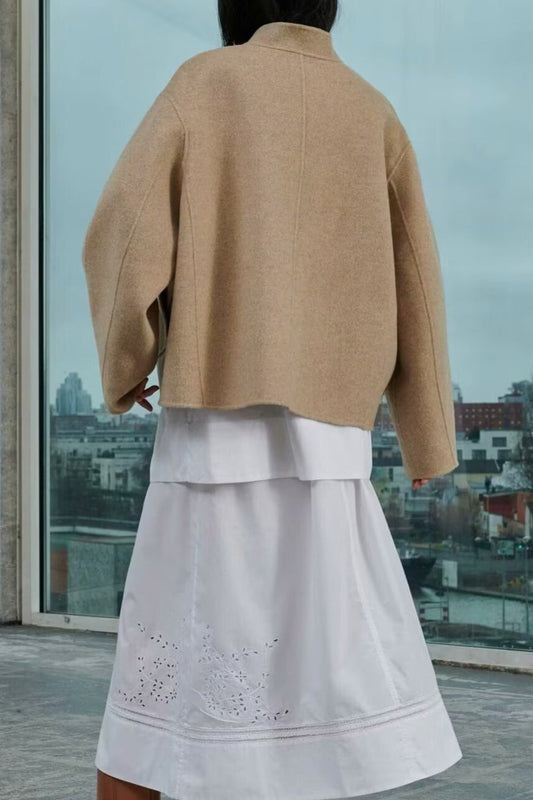 Wool Stand Collar Cropped Coat coats