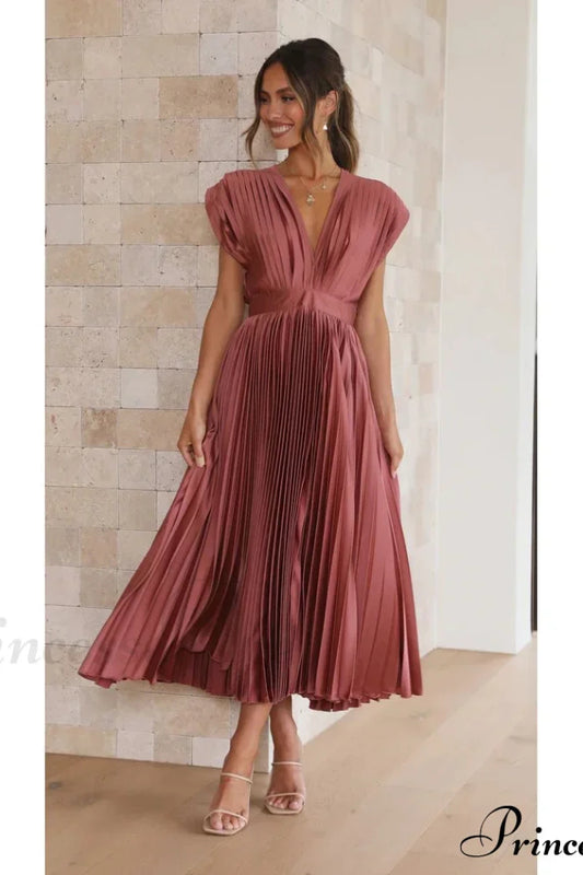 Female Loose Zipper Trendy Pleated Party Dress