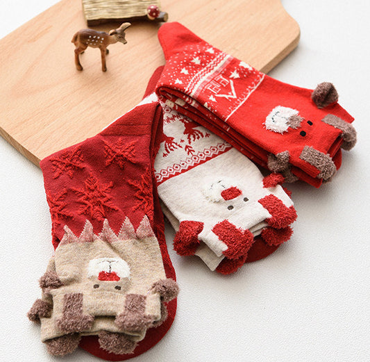 3D Reindeer Ear Mid Calf Japanese Style Socks