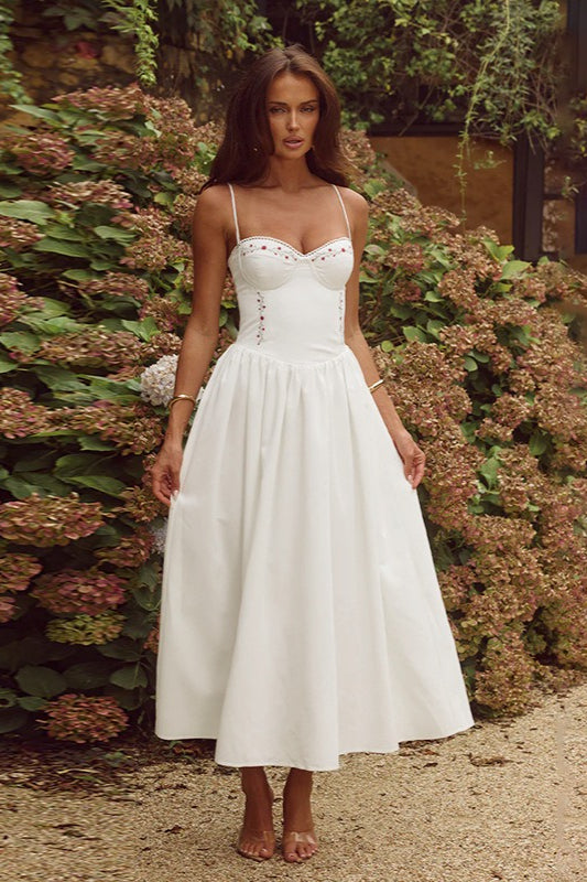 Robe longue camisole décontractée à taille cintrée