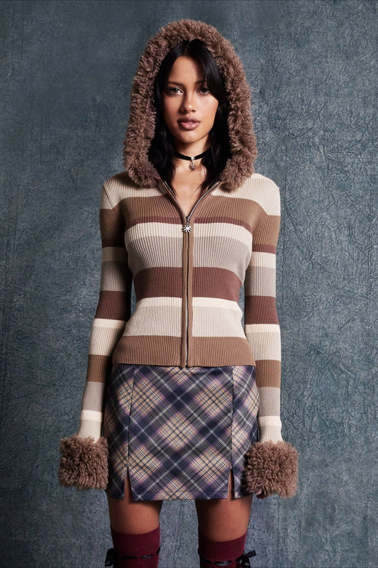 Pull à capuche en polaire vintage