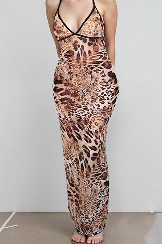 Robe longue à imprimé floral vintage