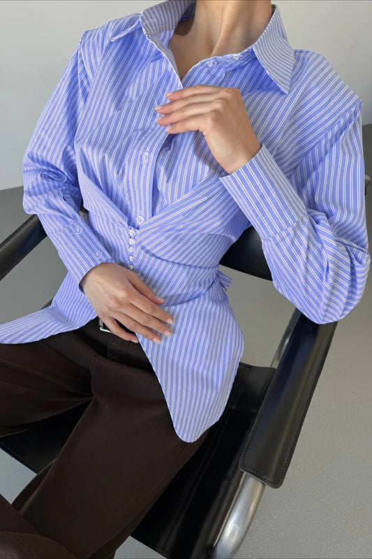 Striped Ruched Waist Shirt