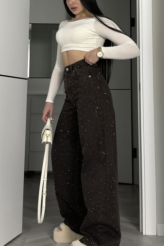 Street Rhinestone Loose Casual Jeans