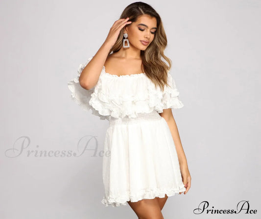 Flirty Vibes Stylish Linen Mini Dress White / S Dressy Dresses