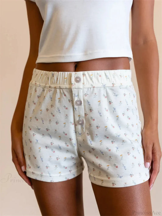 Floral High Elastic Waist Short PURPLE / S short-250223