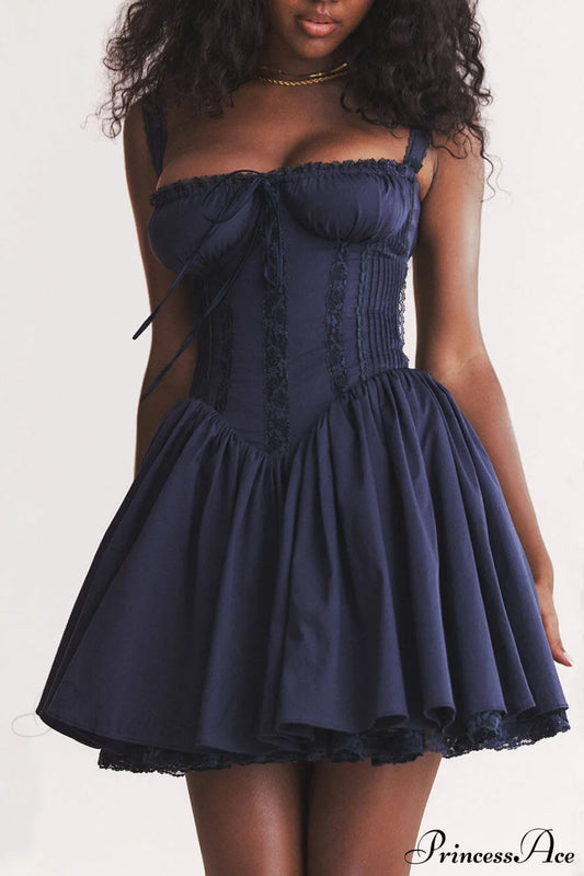 French Navy Stylish Corset Mini Dress Blue / S Dresses