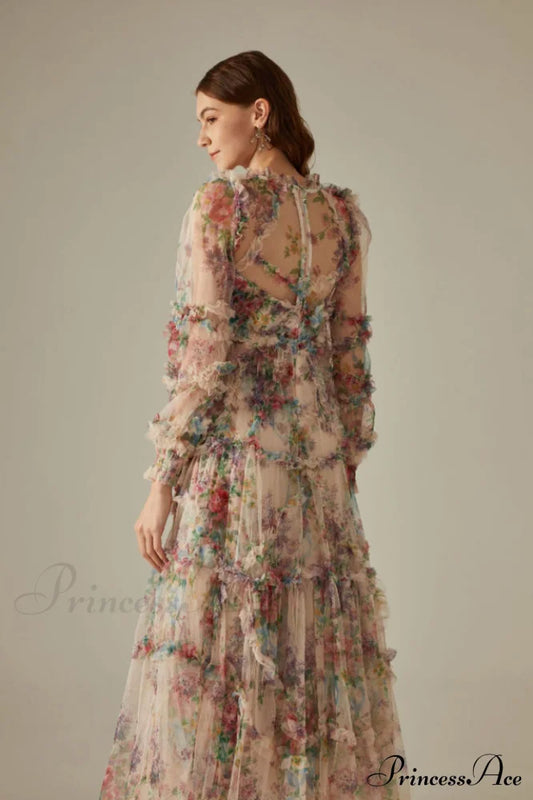 Robe longue élégante à volants Georgina