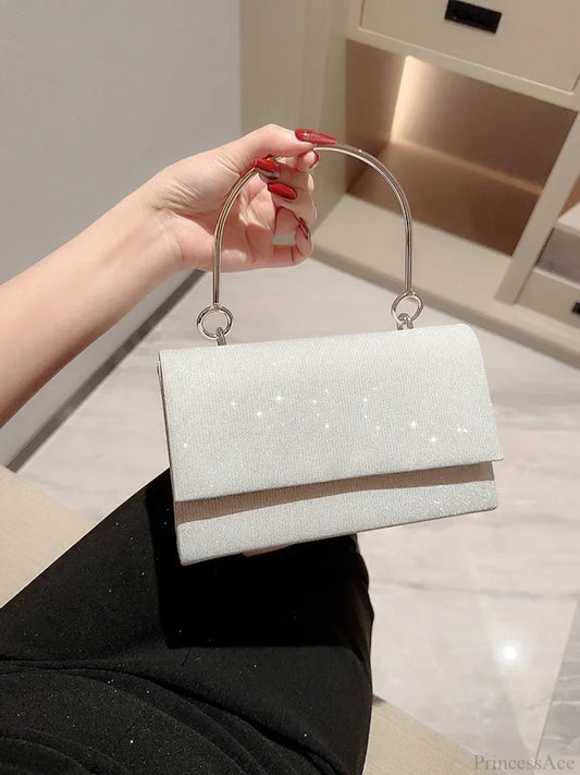 Glitter Wedding Clutch Shoulder Bag for Women Silver clutchbag-250126