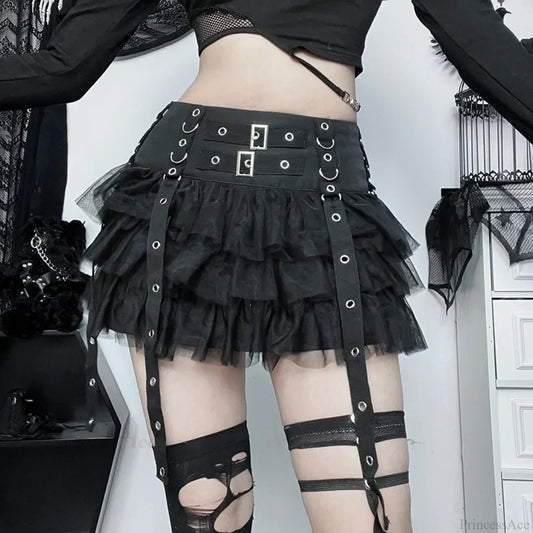 Gothic High Waist Mini Skirt Black / S