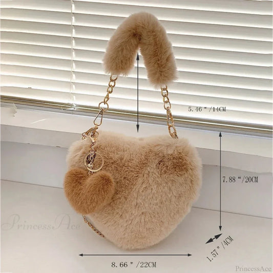 Heart-shaped Faux Fur Plush Small Crossbody Handbag handbag-250126