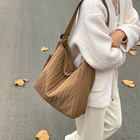 High-Quality Nylon Pleated Zipper Crossbody crossbody-250126