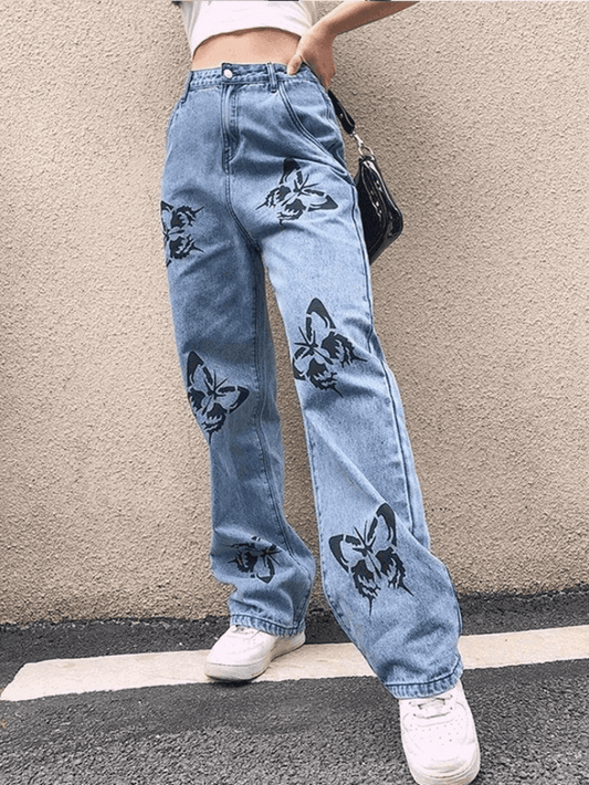 High Waist Breathable Trendy Perspiration Printed Leggings Jeans