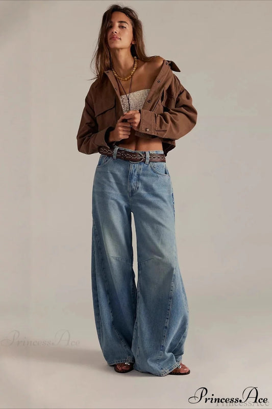 High-Waisted Wide-Leg Relaxed Full-Length Jeans Light blue / S
