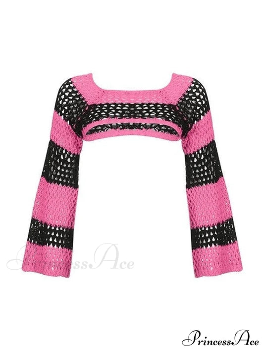 Hollow Out Star Trendy Crochet Knit Top Sweaters