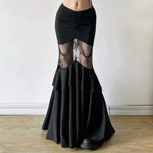 Hollow Out Stitching Midi Skirt