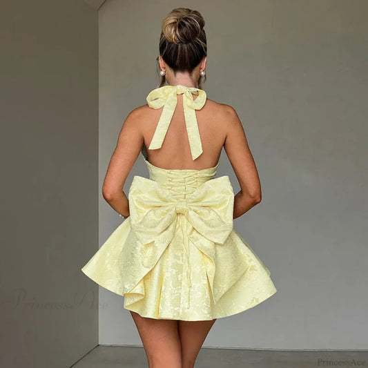 Jacquard Bow Waist Wrap Vacation Dress vacationdress-250223