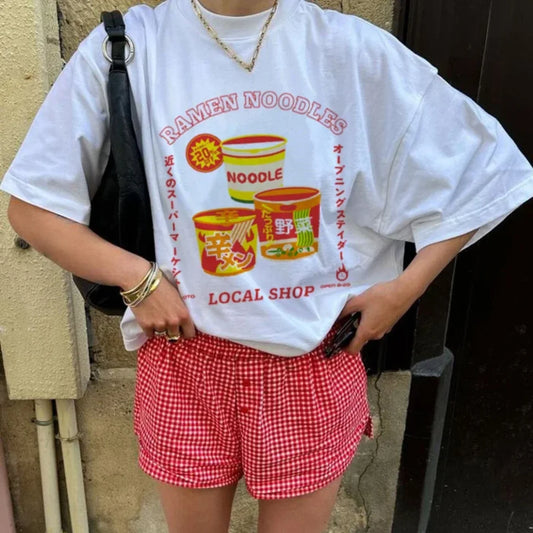 Kawaii Japanese Ramen Noodle T-shirt WHITE / S t-shirt-250223