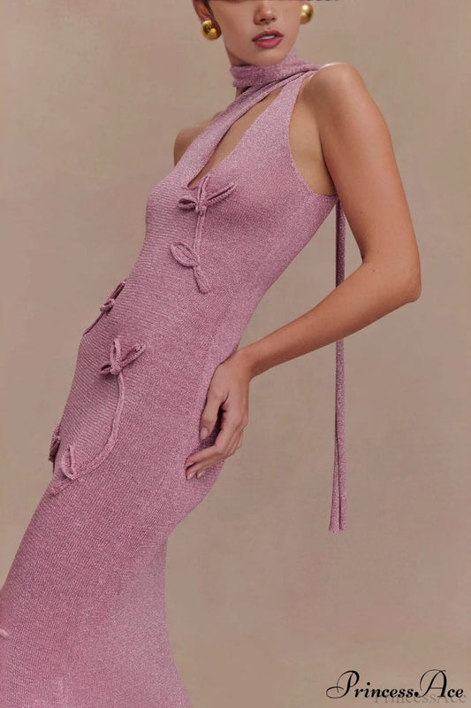 Knit Floral Ruffle Maxi Dress