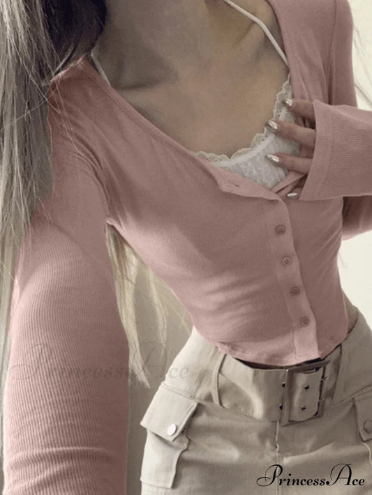 Lace Patchwork Graceful Crop Blouse Sweaters