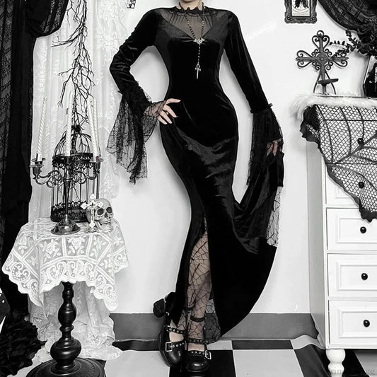 Lace Patchwork Transparent Maxi Dress