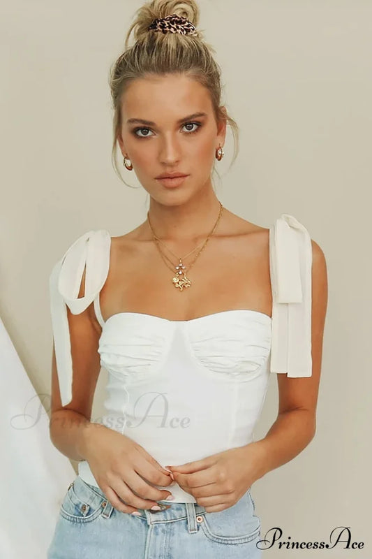 Lace Up White Tank Top - Dress In Beauty