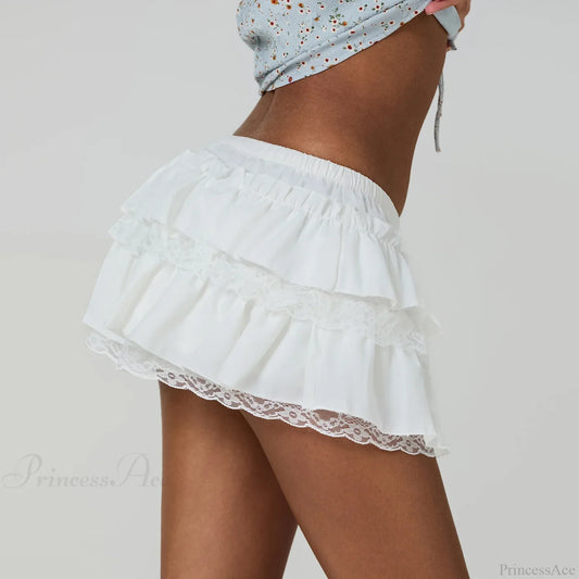 Layered Lace Trim A-Line Skirt skirts-250223