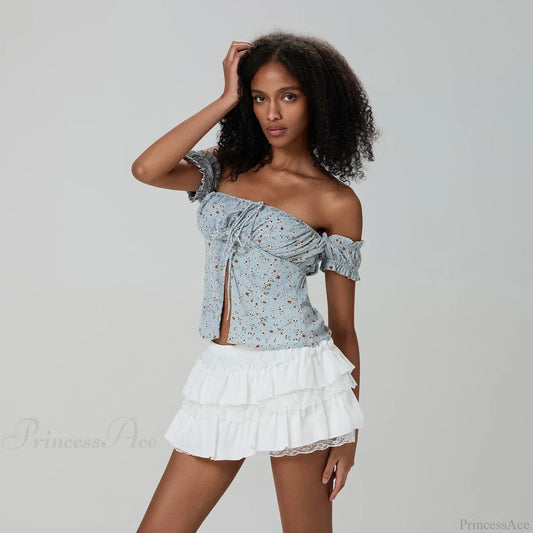 Layered Lace Trim A-Line Skirt WHITE / S skirts-250223