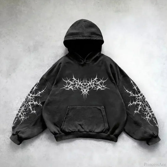 Leaf Camouflage Loose Sweatshirt Hoodie black 2 / M