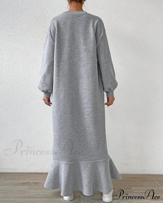 Long Sleeve Dress With Loose Pocket Dresses