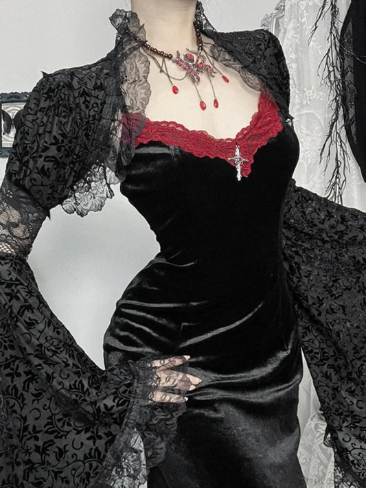 Long Strap Lace Patchwork Maxi Dress