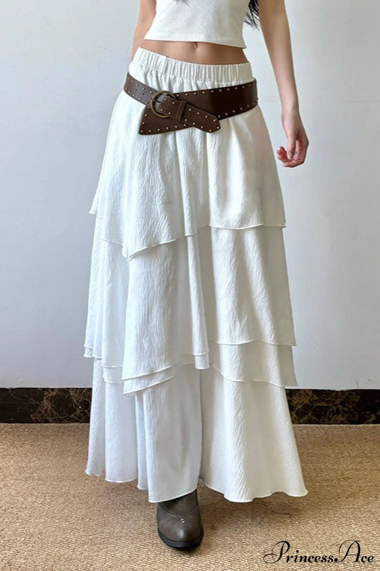 Low Waist Asymmetrical Maxi Skirt