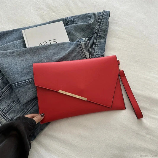 Luxury PU Leather Designer Wristlet (30cm / red clutch bag wristlet-250126