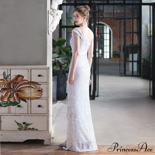 Mile One-Shoulder Bright Charming Sequined Formal Dress S.o. Long Dresses