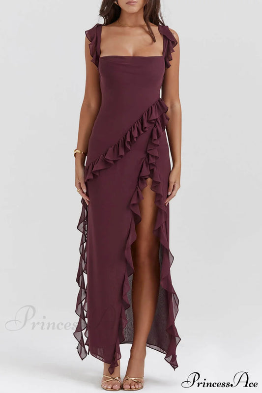 Mulberry Ruffle Stylish Maxi Dress Dresses