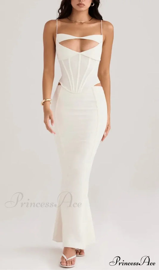 Paloma Ivory Stylish Corset Maxi Dress 4 Days / S White