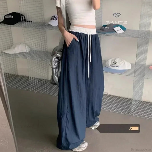 Patchwork Wide Leg Casual Drape Straight Pant pant-250223