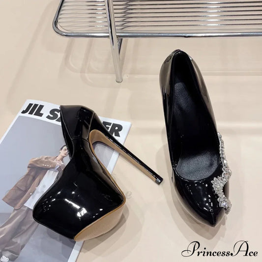 Pink High Heels Women Pumps With Crystal Platform Stiletto - Spring/Autumn Fashion Round Toe