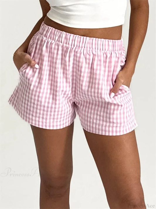 Plaid Pocket Lounge Short pink / S short-250223