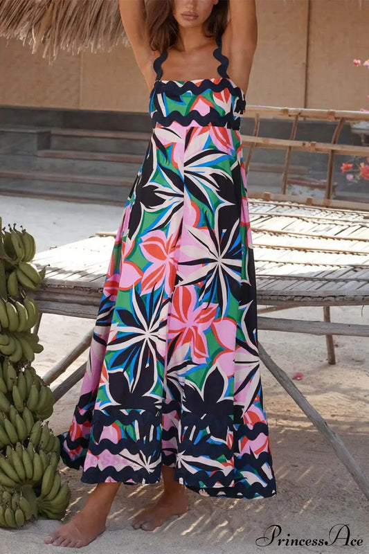 Printed Suspender Stylish Maxi Dress Dresses