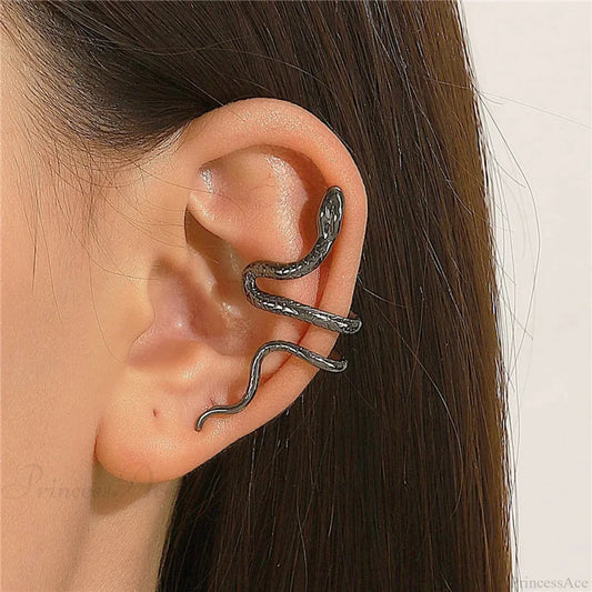 Rebel Dark Serpent False Cartilage Clip Earring Black