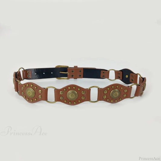 Rebellious Dark Metal Antique Corset Belt brown belt / 105CM