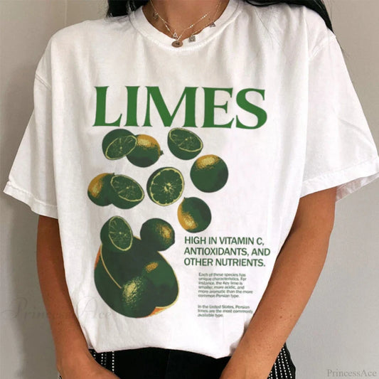 Retro Limes Graphic Oversized T-shirt WHITE / S t-shirt-250223