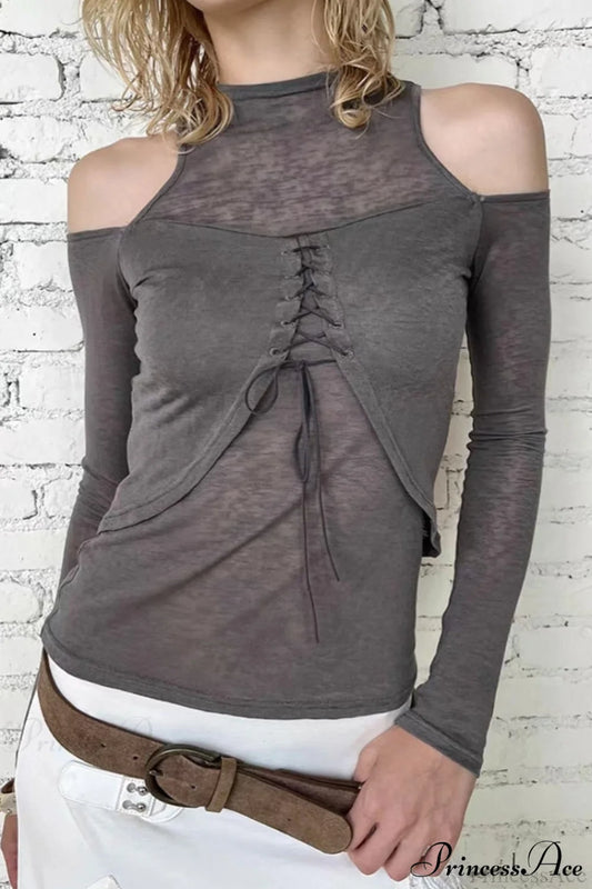 Retro Streetwear Off-Shoulder Turtleneck Long-Sleeve Knit Top